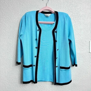 Misook Teal 3/4 Cardigan and Tank Set - Size S